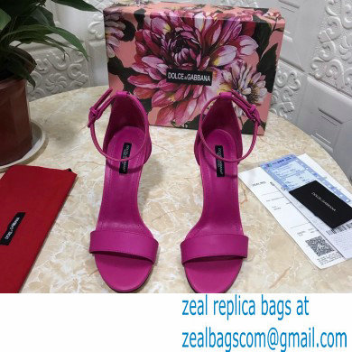 Dolce  &  Gabbana Heel 10.5cm Leather Sandals Fuchsia with D & G Heel 2021